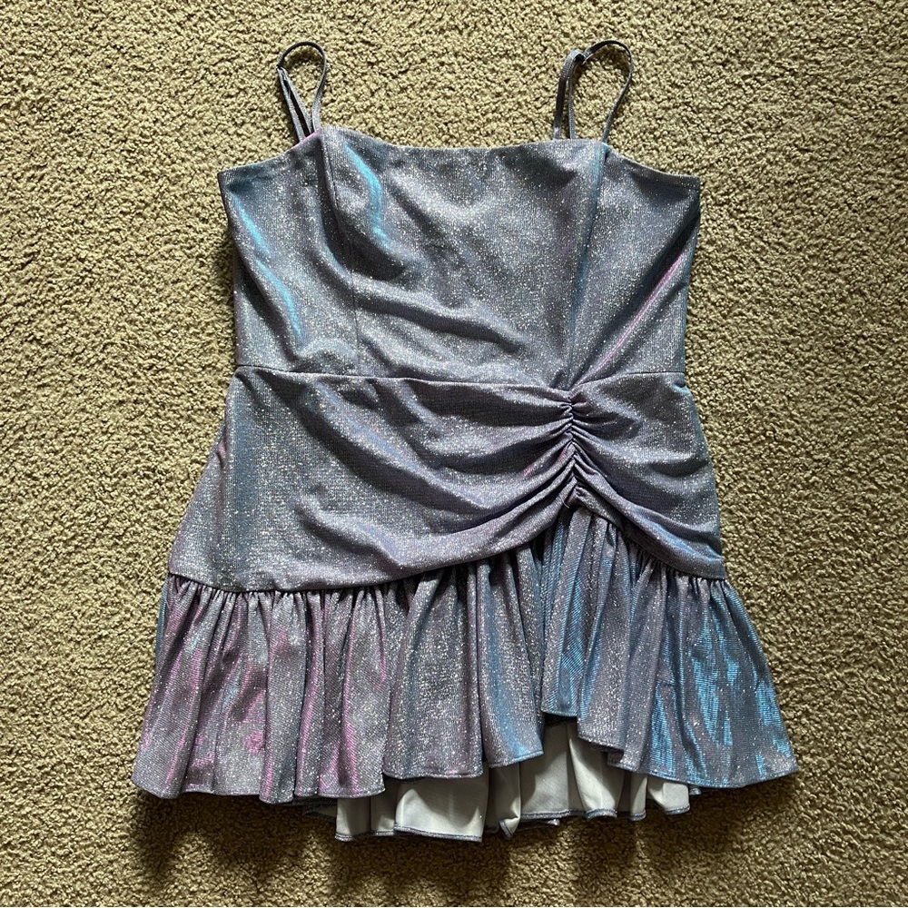 Blondie Nites Metallic Asymmetrical Dress